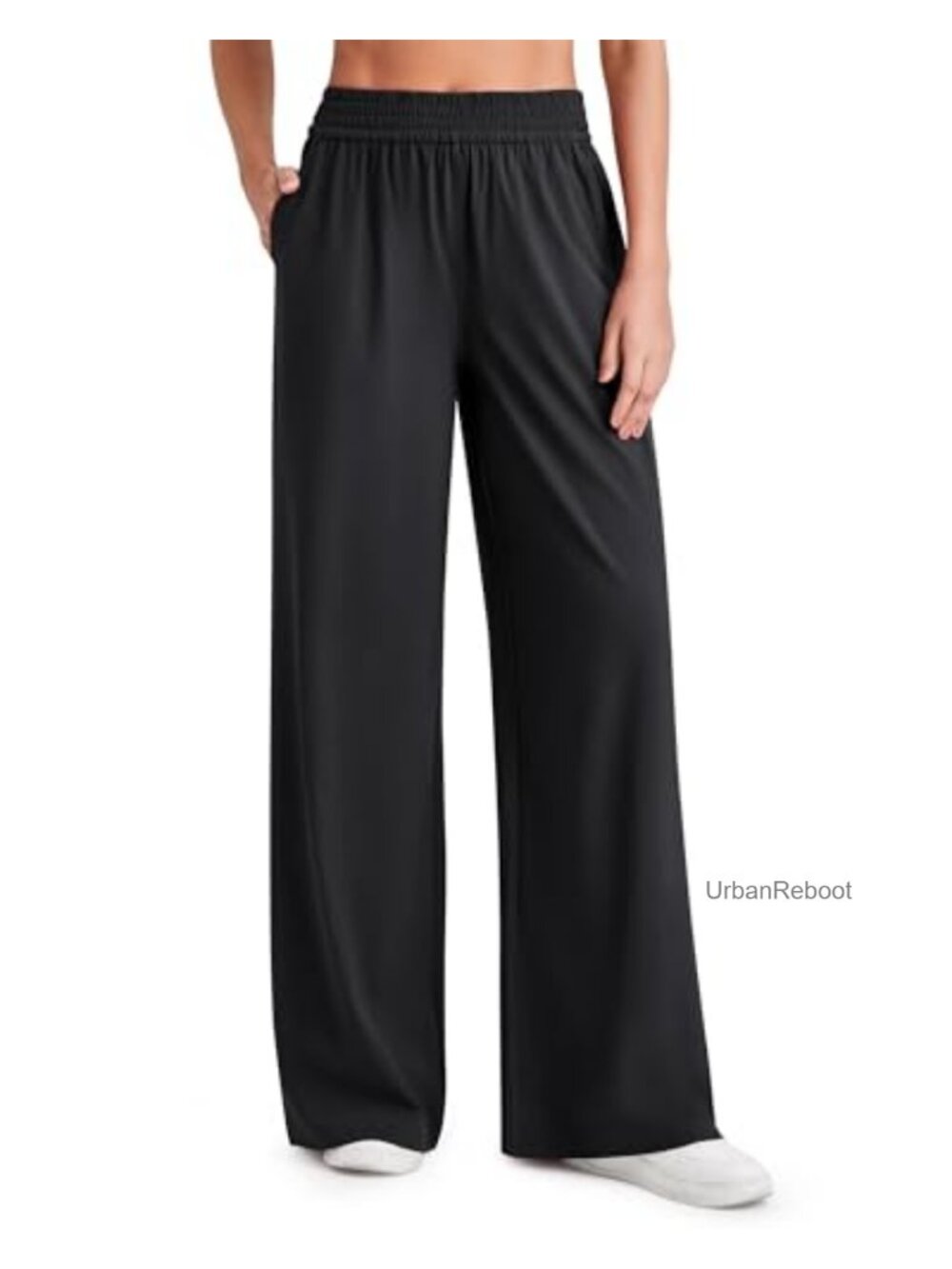 Women's Lightweight Wide Leg Yoga Pants High Rise Quick Dry Travel Pants Side